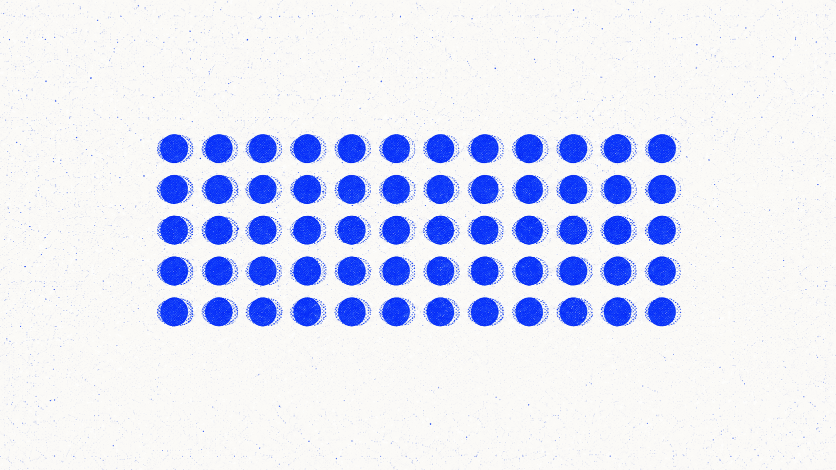 An evenly spaced grid of blue halftone dots, five rows deep, all the same size