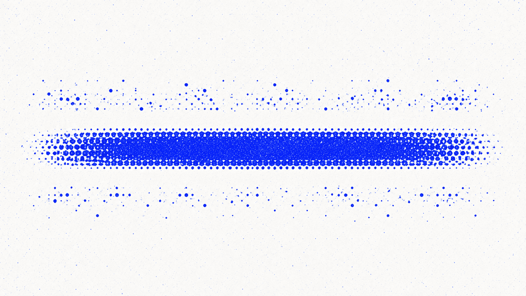 A dense horizontal band of halftone dots with scattered dots above and below it